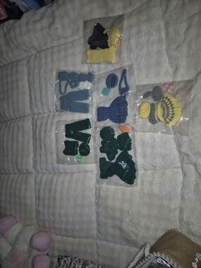 Handmade Crochet Doll Clothes Set in Yellow, Blue, Teal & Green